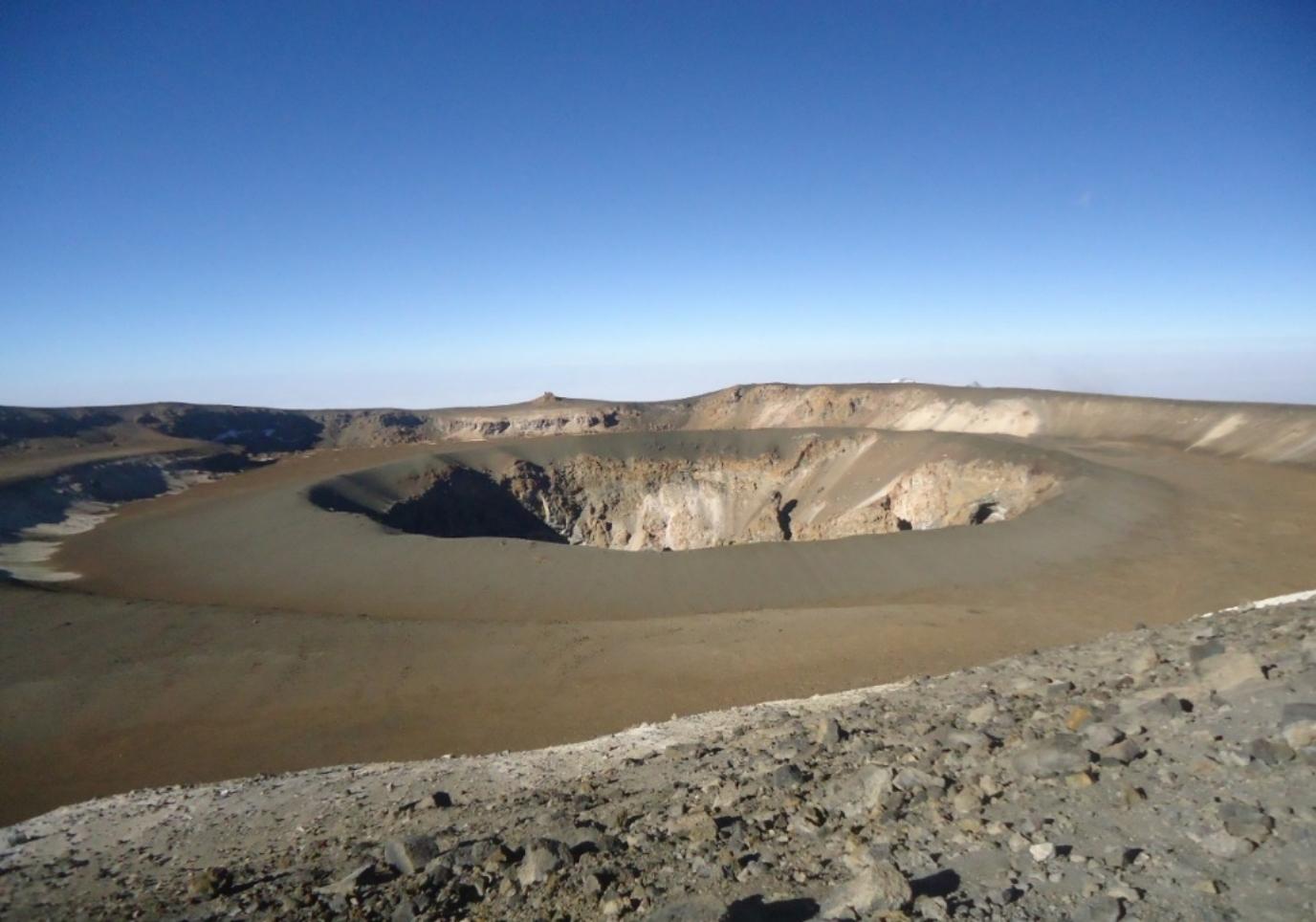 Kibo crater walls and ice remnants